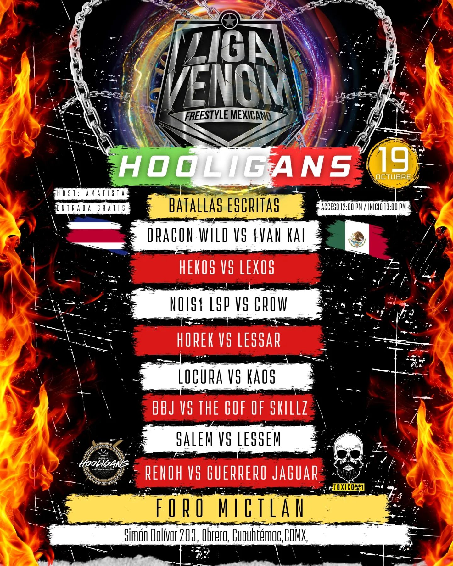 cartel HOOLIGANS BATALLAS ESCRITAS Liga Venom