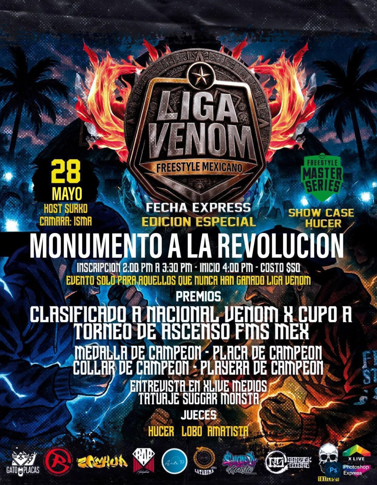 cartel LIGA VENOM FECHA EXPRESS FREESTYLE Liga Venom