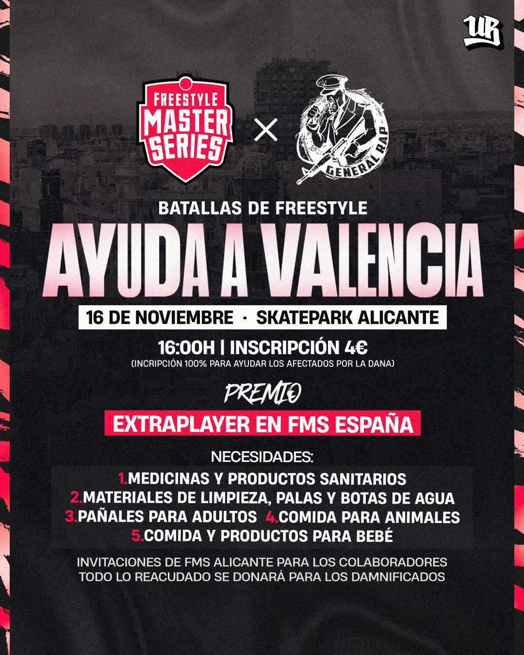 cartel Batallas de freestyle - Ayuda a Valencia General Rap