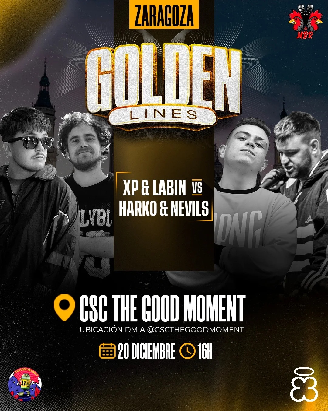 cartel Zaragoza Golden Lines - Cuarta Batalla Miraelbuenrap